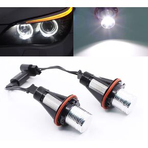 2Pcs 5W White LED Angel Eyes Halo Ring Marker lights Bulb Error Free Compatible with BMW 5 6 7 Series E39 E60 E63 E64 E65 E66 E83 M5 X3 X5 E53