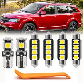 nsautolighting 11pcs White LED Interior Lights Bulb Kit for Dodge Journey 2009 2010 2011 2012 2013 2014 2015 2016 2017 2018 2019 2020 Map Dome Trunk Lights Super Bright Interior Bulbs + Install Tool
