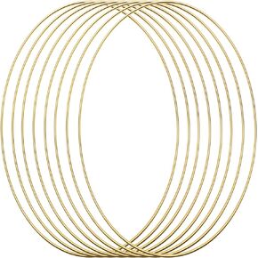 Hoedia 8pcs Gold Macrame Dream Catcher Rings 8inches Metal Hoops DIY Floral Macrame Hoop for Wall Hanging Crafts Wreath Ring for Wedding Wreath Decor
