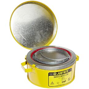 Justrite 10370 1 Gallon, 9 3/8" O.D, 4 1/2" H, Red Safety Bench Can with 11171 Wire Basket