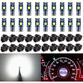 BlyilyB 20-Pack T5 37 74 LED Bulb With Twist Lock Socket PC74 PC37 Dashboard Instrument Panel Gauge Cluster Light