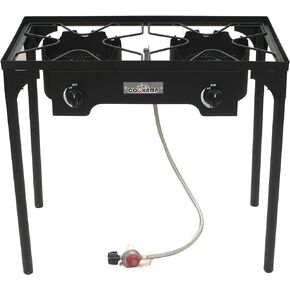 High Pressure Triple Propane Burner Outdoor Propane Camping Stove with 0-20 PSI Adjustable High Pressuer Regulator and Steel Braided Hose 3 Burner Stove Brewing Supply SA3500