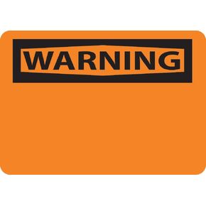National Marker W1RB "Warning (Header Only)" Sign, Rigid Plastic, 10" x 14"