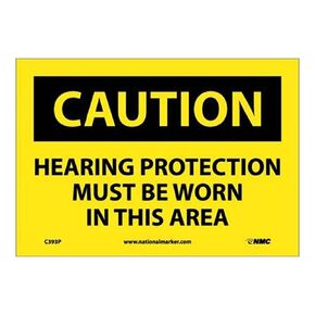 National Marker C393P Hearing Protection Must Be Worn in This Area Caution Sign, PS Vinyl, 7" x 10"