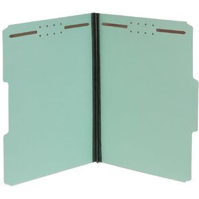 Blue Summit Pressboard Fastener Folder, 1" Expansion, Letter Size, Gray/Green – 25 Pack