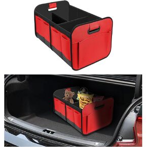 Ziciner Car Trunk Organizer, Collapsible Multi Compartment Car Organizer with Reinforced Handles, Foldable & Waterproof Oxford Polyester Car Storage Organizer, Universal Car Accessories (Black)