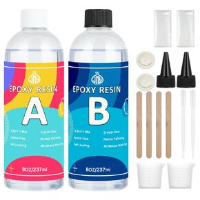 64OZ Epoxy Resin Kit, Crystal Clear Epoxy Resin No Bubble No Yellowing Art Resin Epoxy Casting and Coating for River Table Tops, Art Casting Resin,Jewelry Projects, Crafts, Molds