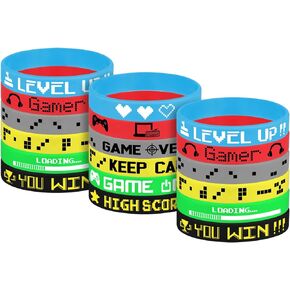 TUPARKA 18 Pcs Video Game Wristbands Rubber Bracelet Game Party Wristbands Supplies for Birthday Party Baby Shower Party Favors, 6 Styles