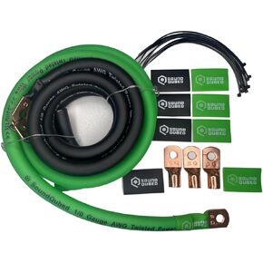 مجموعة ترقية Soundqubed Car Audio Big 3 - سلك قياس 1/0 0GA مجموعة ترقية Big 3 - ترقية سلك مولد السيارة - الطاقة الخضراء - الأرض السوداء الكبيرة - ثلاثة أسلاك - ترقية طاقة السيارة والأسلاك الأرضية - سلك CCA in Kuwait