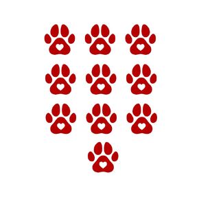 10 Mini Paw Print Iron on Decals, 1x1 Paw Shaped w/Heart Center Vinyl Patches, Bulk Set Animal Paws, Pick Color, Iron-On Most Items (Purple)