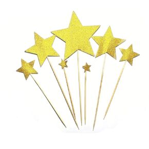 Twinkle Gold Star Cupcake Toppers Baby Shower or Birthday Party Decoration Pack of 14
