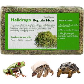 Helidrago Sphagnum Moss for Reptile, Reptile Tank Accessories, Terrarium Substrate Bedding for Geckos, Hermit Crab, Frog, Snake, 5.3OZ