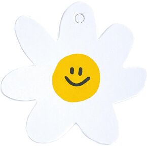 Decorative Paper Gift Tags 50 pcs - Wedding Gift Tags, Baby Shower Tags, Kraft Hang Tags, Hanging Gift Labels, Baking Tags (Daisy+Smily Face)