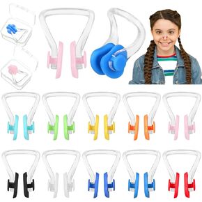 ProSuites 12PCS Swimming Nose Clips Silicone Nose Plugs for Swimming Multicolor Swim Clip with 2 Storage Box for Kids (Age 7+) Adults