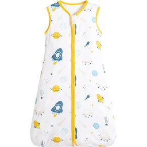 MIKI WELL Baby Sleep Sack - 100% Cotton Wearable Blanket for Babies, 2-Way Zipper TOG 0.5,0-24 Mouths