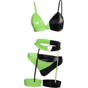 brehiay Shego Cosplay Lingerie Kim Possible Costume Shego Lingerie Set for Womens