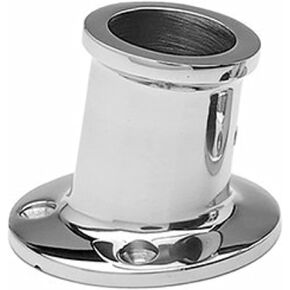 TAYLOR MADE PRODUCTS Top-Mount Boat Flag Pole Socket, Tilts 10-Degree Angle, Fits 1" to 1-1/4" Diameter Poles, T316 Polished Stainless Steel, Fits Gunwale, Deck, Pontoon, Marina - 966