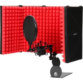 wendeekun Microphone Isolation Shield, Five‑Door Acoustic Foam Noise Reduction Foldable Mic Sound Absorbing Cover Premium Sound wendeekunsm4yhbk9it1500 wendeekun