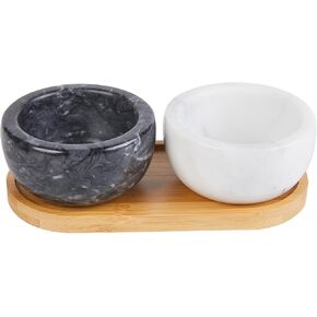 أوعية رخامية قبو ملح مع غطاء على قاعدة خشبية هزازات ملح وفلفل in Kuwait