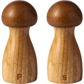 Wooden Salt and Pepper Grinder Set 2 Pack,Manual Salt and Pepper Mill Grinder Set, Salt Grinder Refillable,Adjustable Ceramic Salt Mill, Wood Salt and Pepper Shakers Set-4.8 Inches