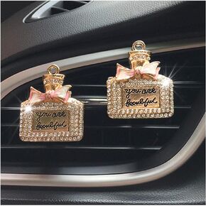 Car Diffuser Vent Clip, 2Pcs Bling Air Conditioning Outlet Clip, Rhinestone Car Accessories, Crystal Car Air Vent Clip Charms Car Fresheners for Women, Interior Decoration for Cars