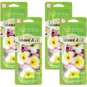 Bahama & Co. Waikiki Wild Hibiscus Rear View Mirror Hanging Necklace Air Freshener Provides Long Lasting Scent for Auto, 4-Pack, 1-Count