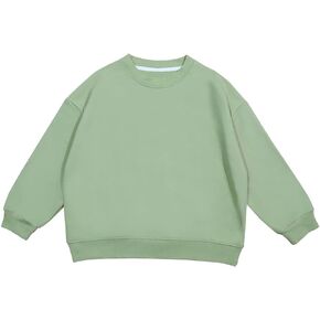 Rounwaiy Baby Kids Crew Neck Sweatshirts Solid Cotton O-Neck Pullover Long Sleeve T-shirts Tops for 2-12T Boys & Girls