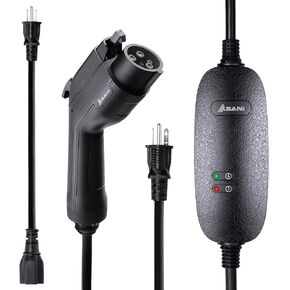 Asani Level 1 & 2 EV Charger - 110-240V at 16 Amps - Portable Electric Vehicle EV Charger with NEMA 6-20 with NEMA 5-15 Adapter Plug for J1772 Electric Cars