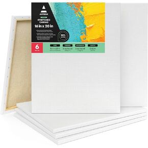 Arteza Paint Canvases for Painting, Pack of 12, 8 x 8 Inches, Square White Stretched Canvas Bulk, 100% Cotton, 8 oz Gesso-Primed, Art Supplies for Adults and Teens, Acrylic Pouring and Oil Painting in Kuwait