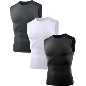 Dalavch 3/6 Pack Men’s Sleeveless Compression Shirts, Dry Fit Running Sports Workout Athletic Base Layer Tank Tops