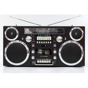 GPO Brooklyn 1980S-Style Portable Boombox - CD Player, Cassette Player, FM Radio, USB, Wireless Bluetooth Speaker - Black in Kuwait