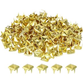 uxcell 150Pcs Square Pyramid Rivets for Clothing, 6mm Four-Jaw Studs Spikes, Copper Punk Rock Nailhead Spots for Bags, Shoes, Leathercraft(Silver Tone)