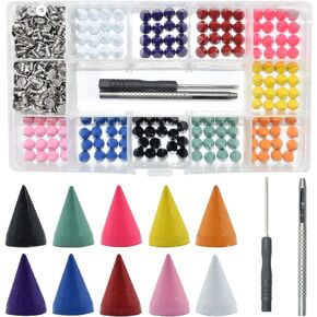 Colorful Cone Spikes Studs Punk Metal Screw Back Rivets Bullet Cone Spike for Leather Craft Clothing Shoes Belts Bags Pet Collars DIY Accessories (7 * 10MM)