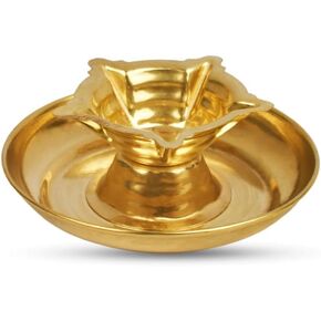 RUDRA CENTRE Panch Aarti Diya with Plate/Oil Lamp for Puja Aarti for Diwali/Navratri Festival & Pooja