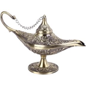 أسطورة علاء الدين مصباح الجني السحري متمنيًا الضوء، المصباح العربي القديم زخرفة المصباح العربي الرائعة الدعائم العربية الكلاسيكية ديكور الحفلات مصباح الدعامة لعيد الميلاد والهالوين (برونزية)