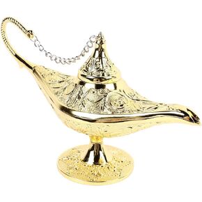Legend Aladdin Lamp Magic Genie Wishing Light, Arabian Lamp Vintage Exquisite Arabian Lamp Ornament Classic Arabian Props Party Decoration Prop Lamp for Birthday Halloween (Bronze)