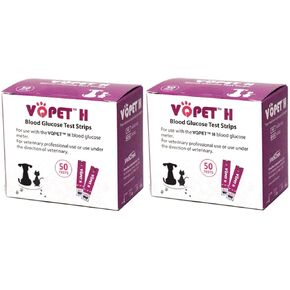 شرائط اختبار نسبة الجلوكوز في الدم من VQ PET H، عدد 100 قطعة للحيوانات الأليفة