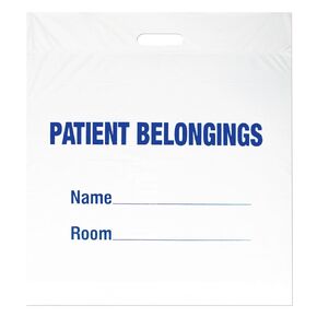 PDC Healthcare PBP02 Plastic Patient Belongings Bag with Punch Out Handle, 20" x 23" x 4", White, Pack of 500