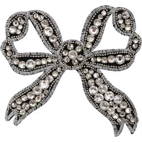 حجر الراين عقدة القوس بقع كريستال زين ربطة القوس فيونكة بقع DIY بها بنفسك الملابس الحرفية ديكور دبابيس 2 قطعة (أبيض) in Kuwait