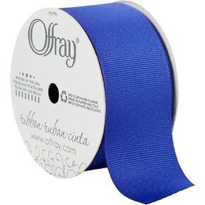 Offray 154050 شريط زخرفي وحرفية عريض 1.5 بوصة، بكرة بطول 21 قدم، أزرق ملكي