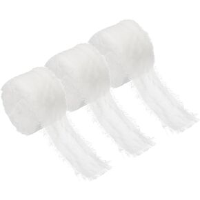 PATIKIL 1" x 7 Yards Chiffon Silk Ribbon, 3 Rolls Handmade Fringe Fabric for Wedding Invitations, Bridal Bouquets, Gifts Wrapping Decoration, DIY Crafts, Beige