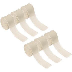 PATIKIL 1" x 7 Yards Chiffon Silk Ribbon, 6 Rolls Handmade Fringe Fabric for Wedding Invitations, Bridal Bouquets, Gifts Wrapping Decoration, DIY Crafts, Beige