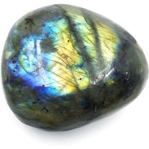 favoramulet Natural Labradorite Palm Stone, Polished Worry Healing Crystal Specimen Sphere Irregular Shaped, 90-125g