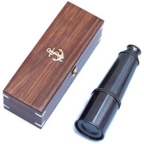 Hampton Nautical Admiral's Brass Spyglass Telescope with Rosewood Box, 32", Brass