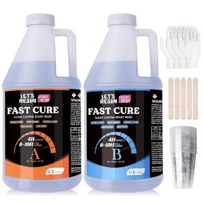 LET'S RESIN EPOXY RESIN Fast Cure Resin Epoxy for Jewelry,1 Gallon Quick Dry Resin-4 Hours Demold,Crystal Clear & Bubble Free Casting Resin for Painting,Craft,Art,Molds