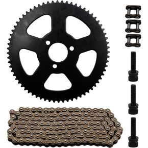25H 136Links Chain and 68 Tooth Rear Sprocket, Comatible Replacement for 2-Stroke Off-Road Motorcycle 49CC Mini Small Sports Car Pocket Bike, Chain Pinion Chain Drive Gear