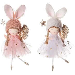 FZBNSRKO 2pcs Christmas Tree Hanging Ornaments,Christmas Plush Doll Ornaments Xmas Tree Ornament Dolls Decorative for Christmas Crafts Elves Pendant Holiday Party Decoration(Random Color)