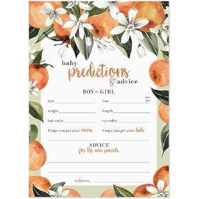 Canopy Street Cute Kraft Baby Shower Game / 50 Baby Prediction Cards / 5" x 7" Flat Fun New Baby Party Advice Cards/Rustic Farmhouse Gender Reveal Party Activity Sheets/Made In The USA