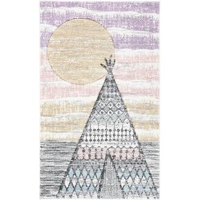 SAFAVIEH Carousel Kids Collection Accent Rug - 2' x 3', Grey & Pink, Boho Design, Non-Shedding & Easy Care, Ideal for High Traffic Areas for Boys & Girls in Playroom, Nursery, Bedroom (CRK117F)