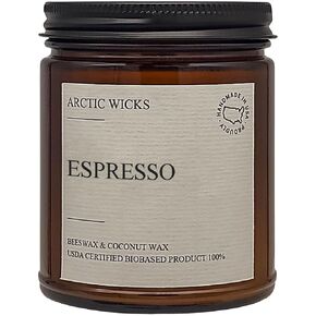 Arctic Wicks Handmade Espresso Candle - Natural Coconut Beeswax Candles, Clean Burn, USDA Certified, Autumn Fall Candle, Long Lasting Fragrance